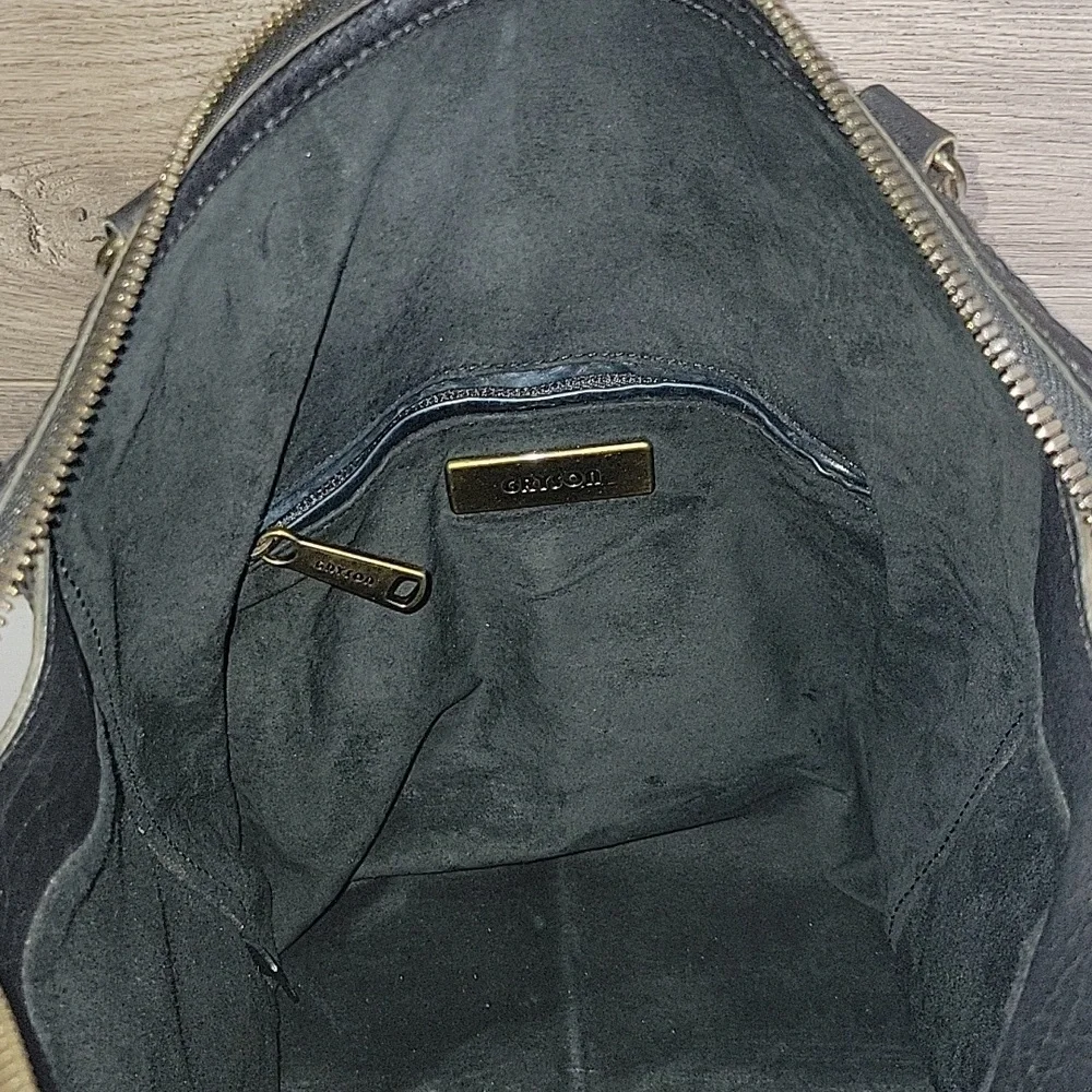 Gryson Black/Blue Pebble Leather Tote Bag
